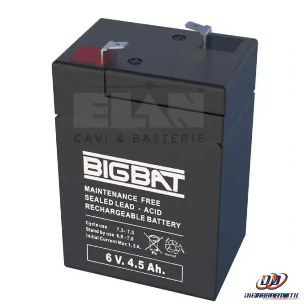 Batteria Elan Bigbat Al Piombo 6v 4,5ah 00604 Confezione 20 Pezzi Fashion