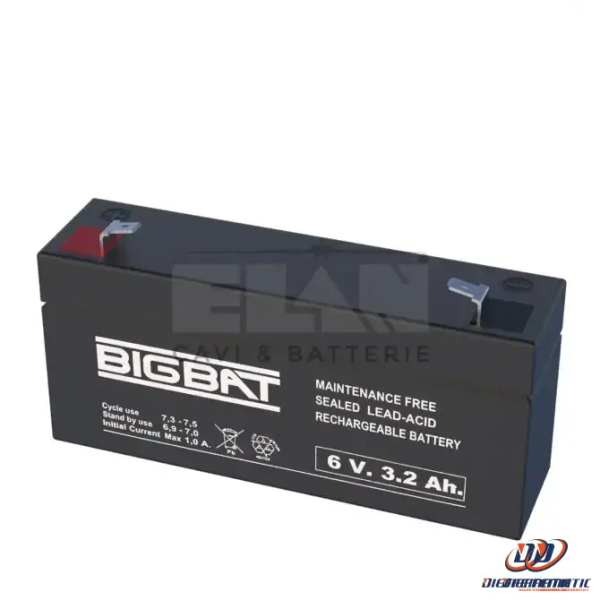 Batteria Elan Bigbat Al Piombo 6v 3,2ah 00603 Confezione 20 Pezzi Supply