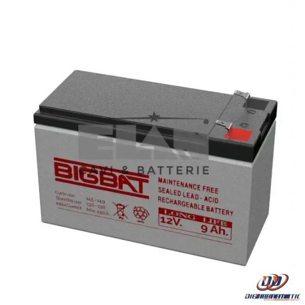 Batteria Elan Bigbat Al Piombo 12v 9ah Long Life 01209 Confezione 10 Pezzi For Sale